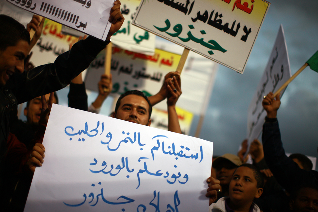 Manifestants pacifistes en Libye, en 2011 CC UN Photo/Iason Foounten
